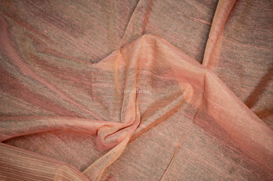 Pinkish Peach Resham Raw Silk Saree