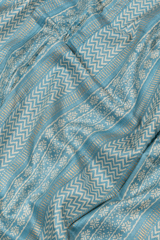 Steel Teal pure tussar silk saree