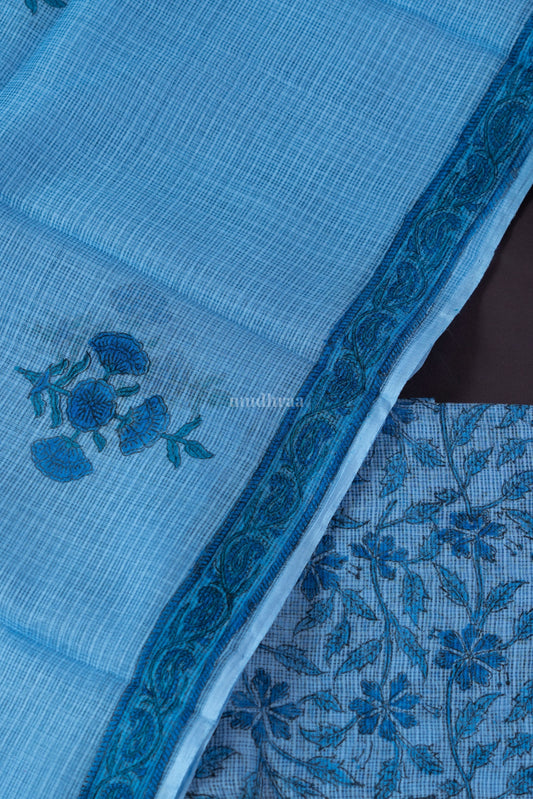 AZURE BLUE KOTA HANDBLOCK PRINTED SUIT SET