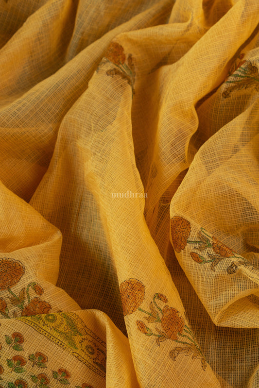 SUNSHINE YELLOW KOTA HANDBLOCK PRINTED SUIT SET