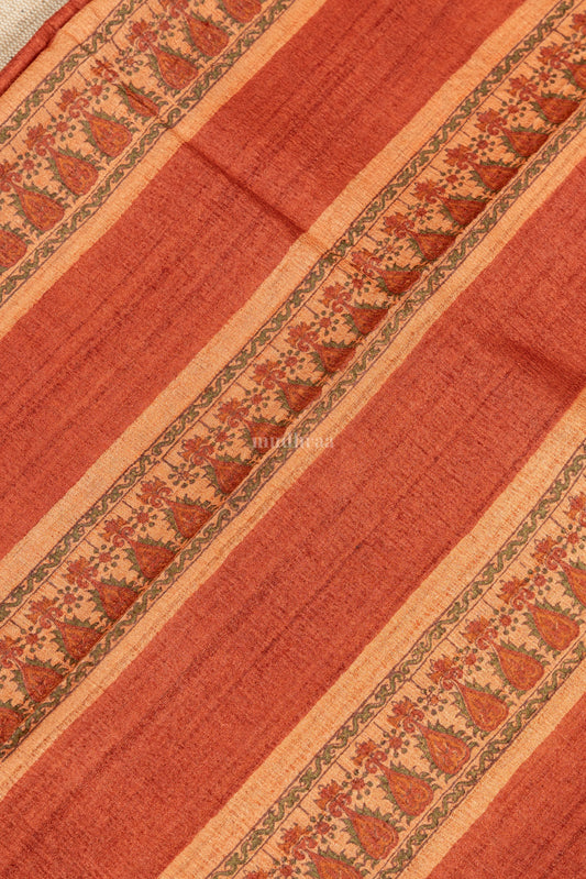 Rusty Orange pure tussar silk saree