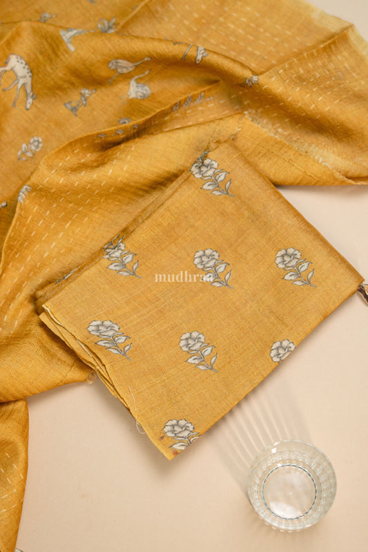 Golden Yellow Tussar Suit Set