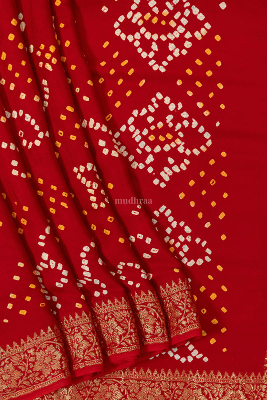 RED BANDHANI MODAL SILK SAREE