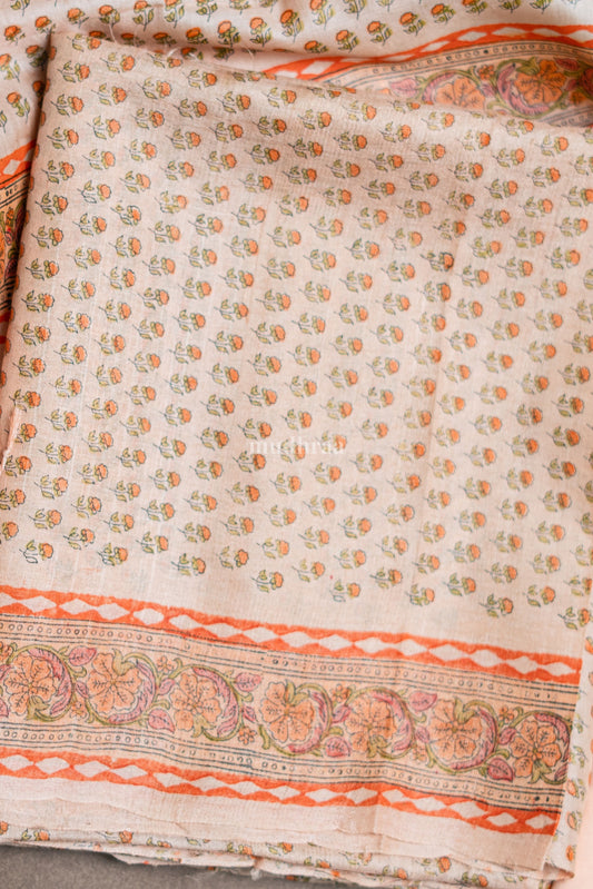 Pastel Orange and Green Tussar Suit Set