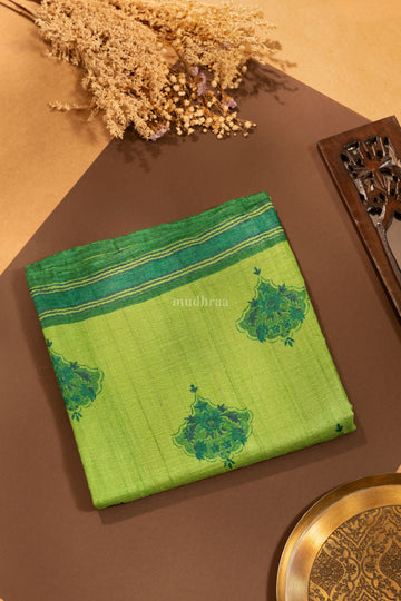 Mint Green pure tussar silk saree