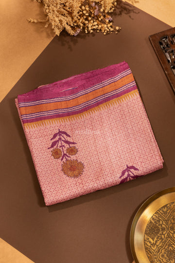 Sandal wood Pink pure tussar silk saree