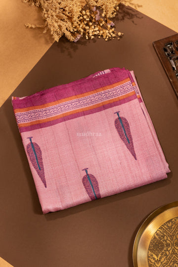 Pastel Pink pure tussar silk saree