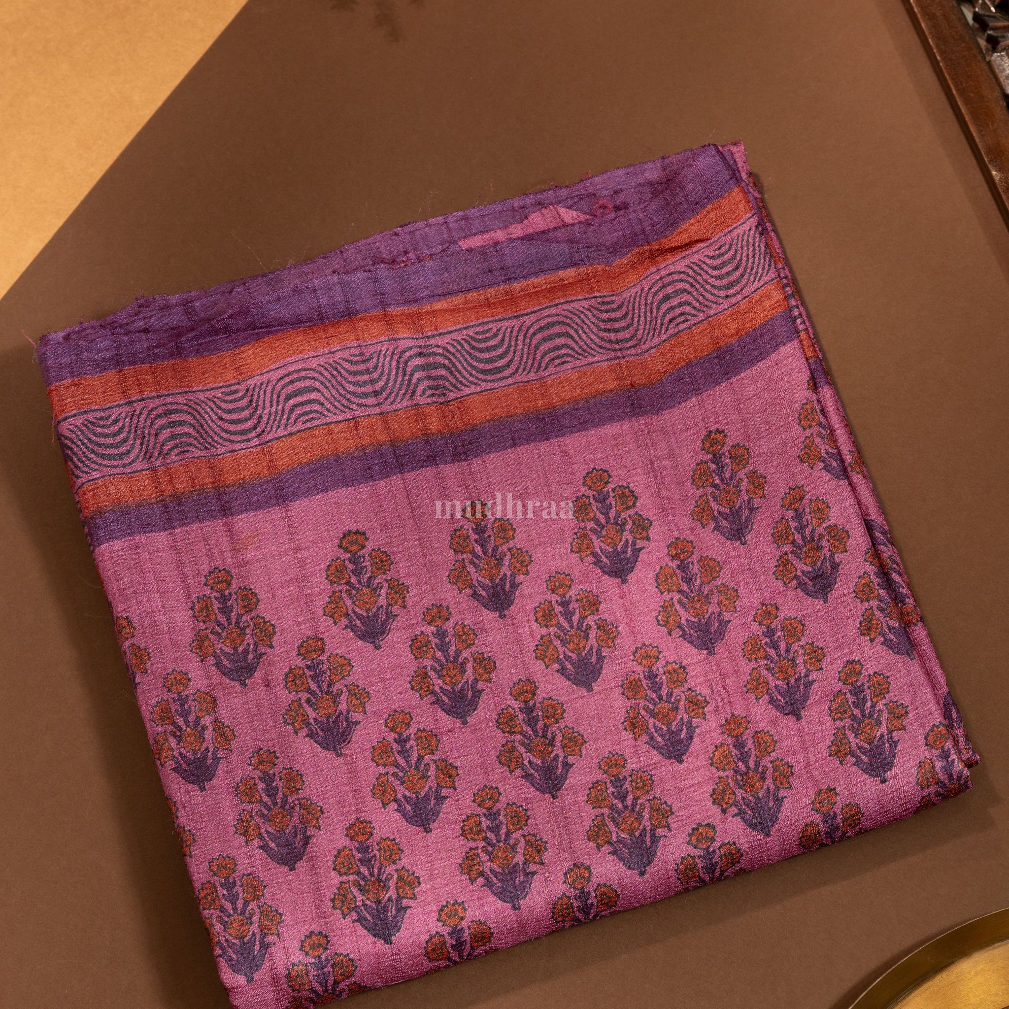 China Rose pure tussar silk saree