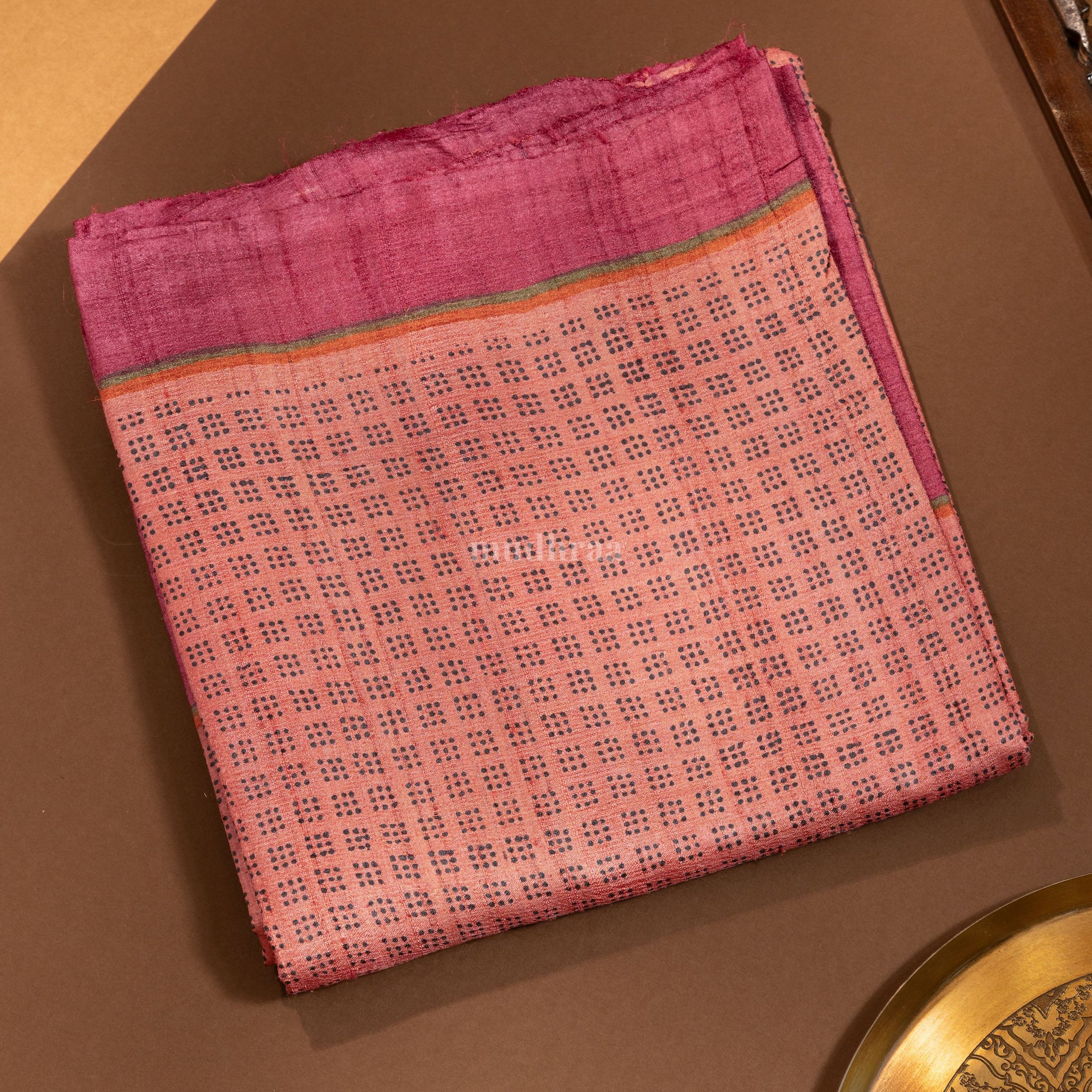 New york Pink pure tussar silk saree