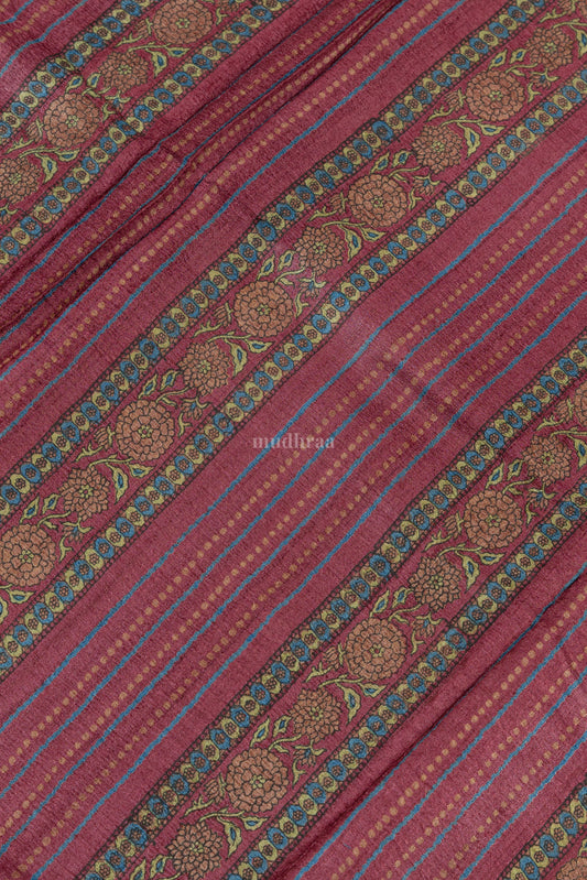 Deep Ruby pure tussar silk saree