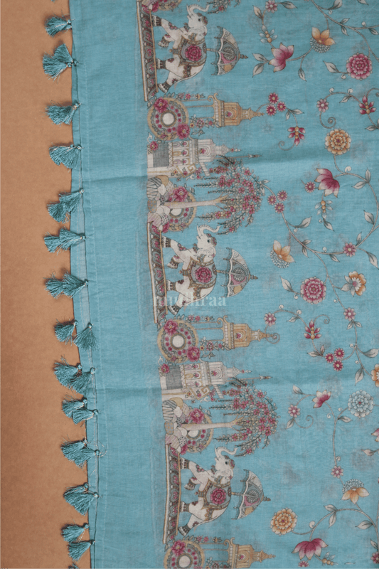 BABY BLUE CHANDERI FLORAL SUIT