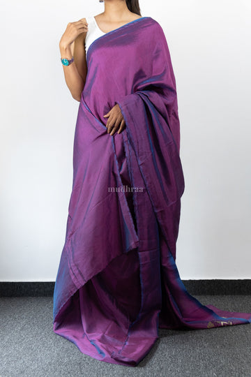 Purple and Blue Mangalagiri Silk Saree