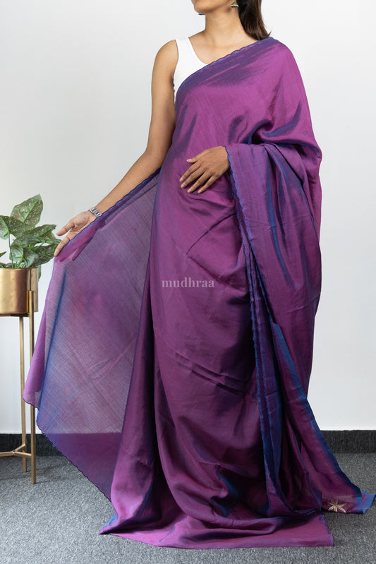 Purple and Blue Mangalagiri Silk Saree