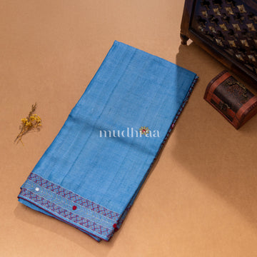 PACIFIC BLUE & MAROON  LAMBANI TUSSAR SAREE
