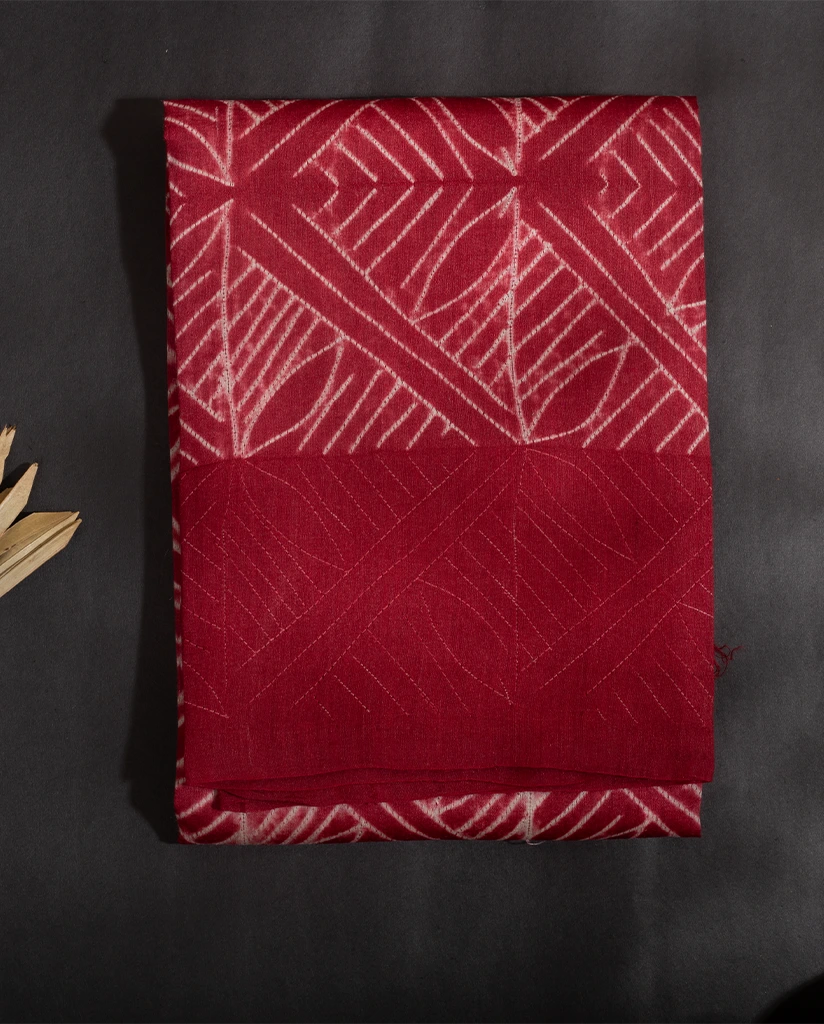 RED HAND-SHIBORI MOONGA TUSSAR SALWAR