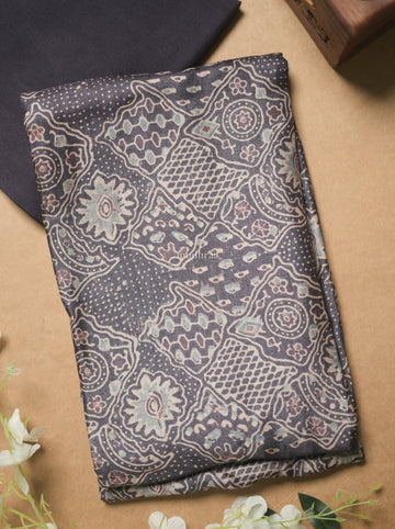 COAL BACK AJRAKH HANDBLOCK PRINTED TUSSAR SUIT SET