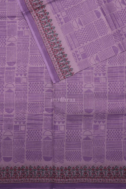 PERIWINKLE HANDBLOCK PRINTED KOTA COTTON SAREE