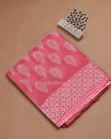 RASPBERRY HANDBLOCK PRINTED KOTA COTTON SAREE