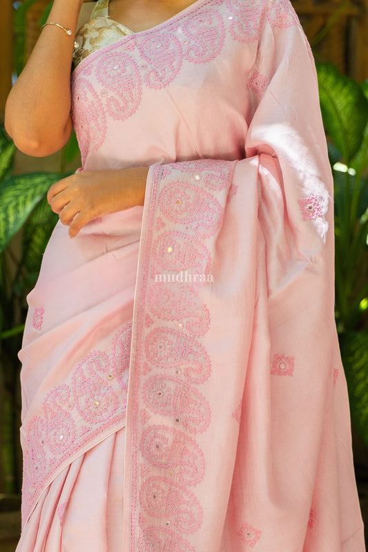 Rosemilk Kutch Tussar silk saree