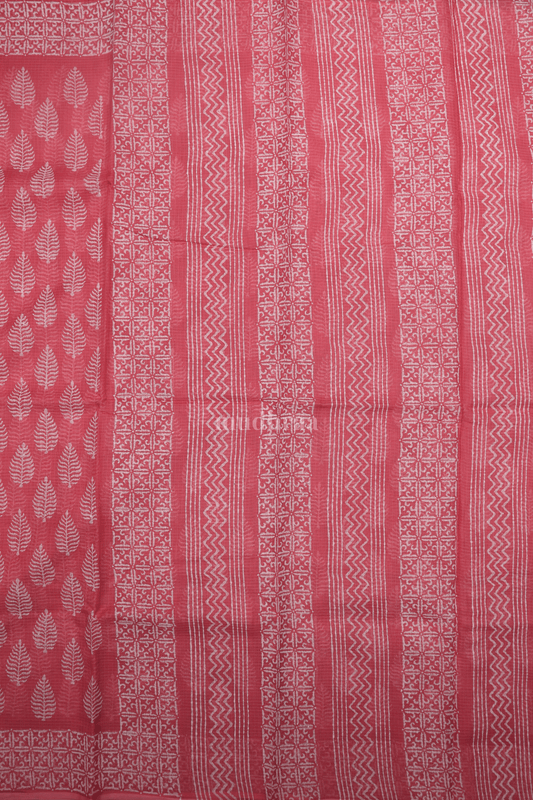 RASPBERRY HANDBLOCK PRINTED KOTA COTTON SAREE