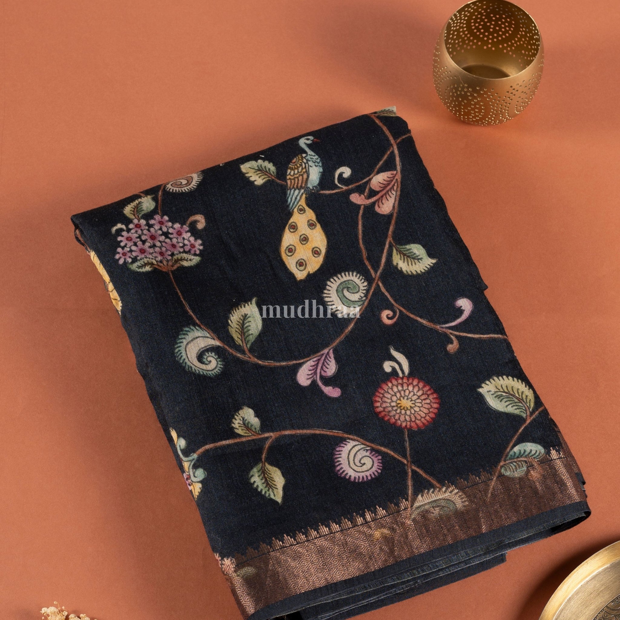 Black Moonga Tussar Saree