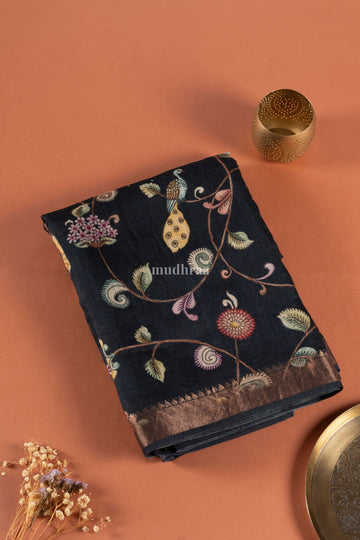 Black Moonga Tussar Saree