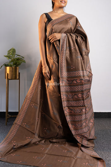 Cocoa Bliss Chanderi Silk Saree