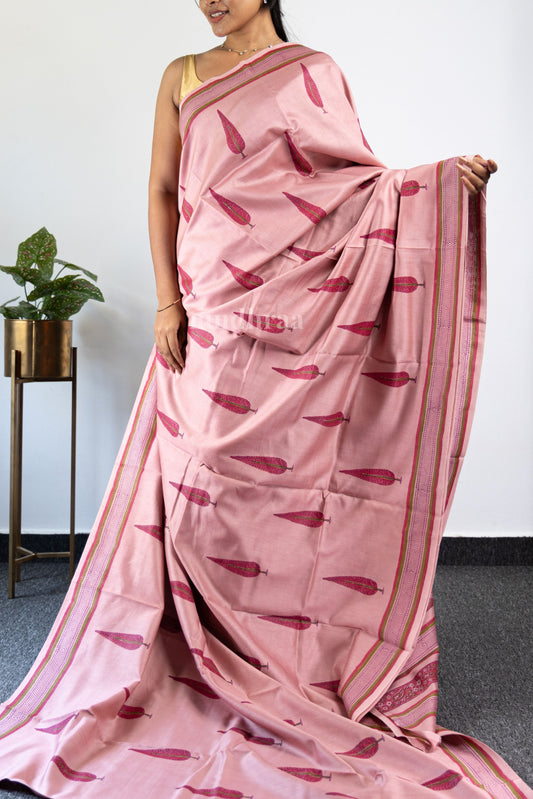 Rose Quartz Pink Chanderi Silk Saree