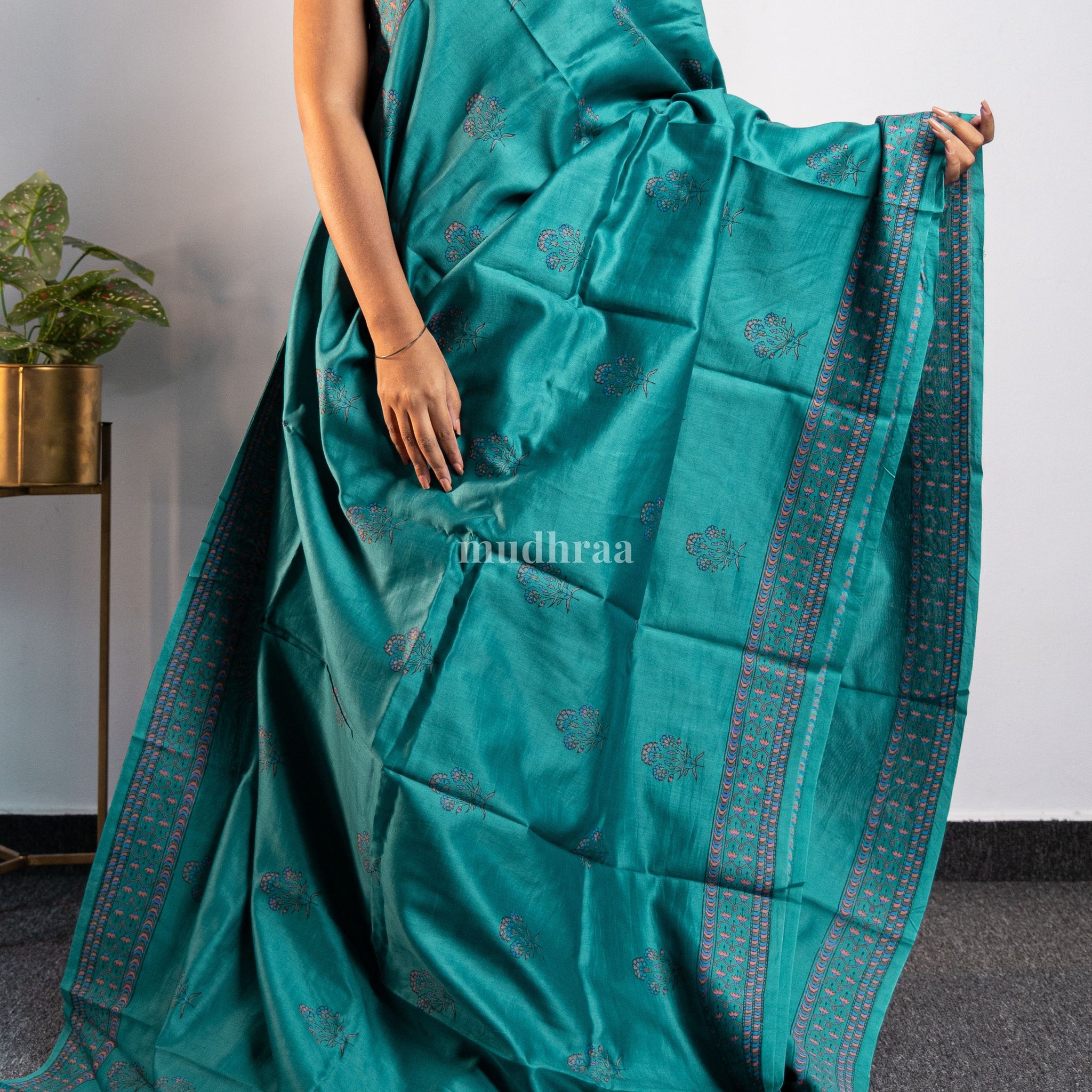 Dark Jade Green Chanderi Silk Saree