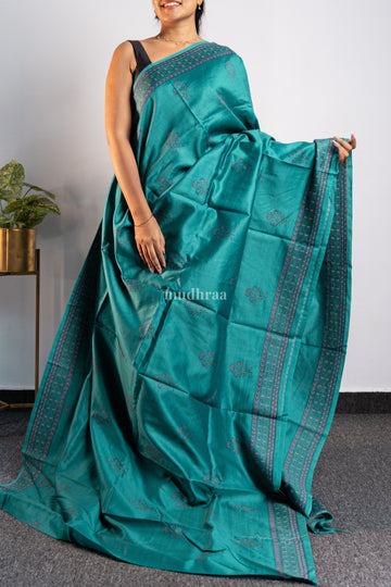 Dark Jade Green Chanderi Silk Saree