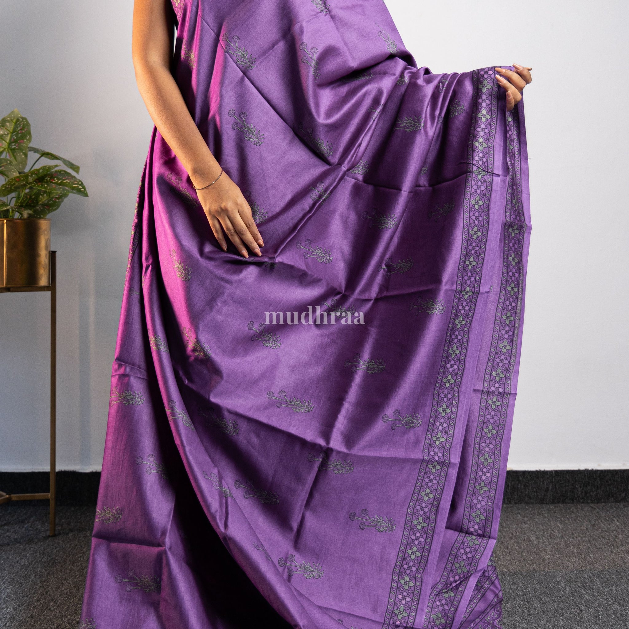 Royal Amethyst Purple Chanderi Silk Saree