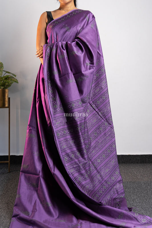 Royal Amethyst Purple Chanderi Silk Saree