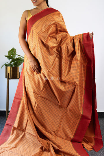 Saffron Burst Orange Chanderi Silk Saree