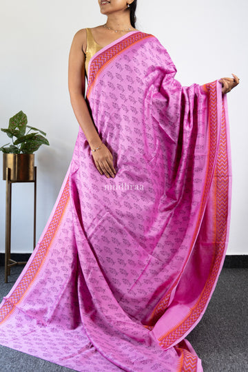 Light Fuchsia Pink Chanderi Silk Saree