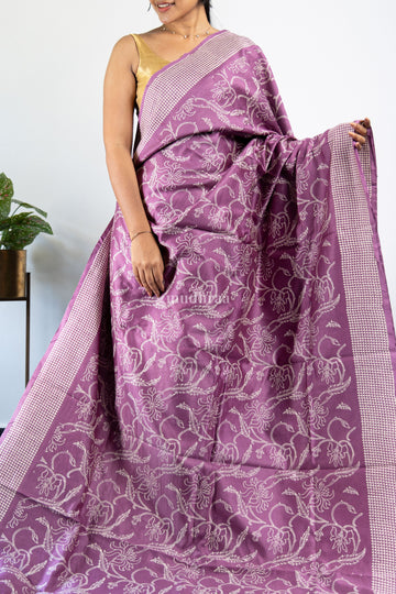 Opera Mavue Purple Chanderi Silk Saree