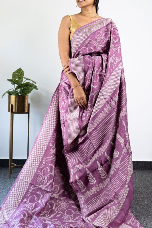 Opera Mavue Purple Chanderi Silk Saree