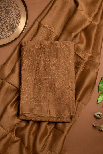 Caramel Chikankari Organza Suit Set