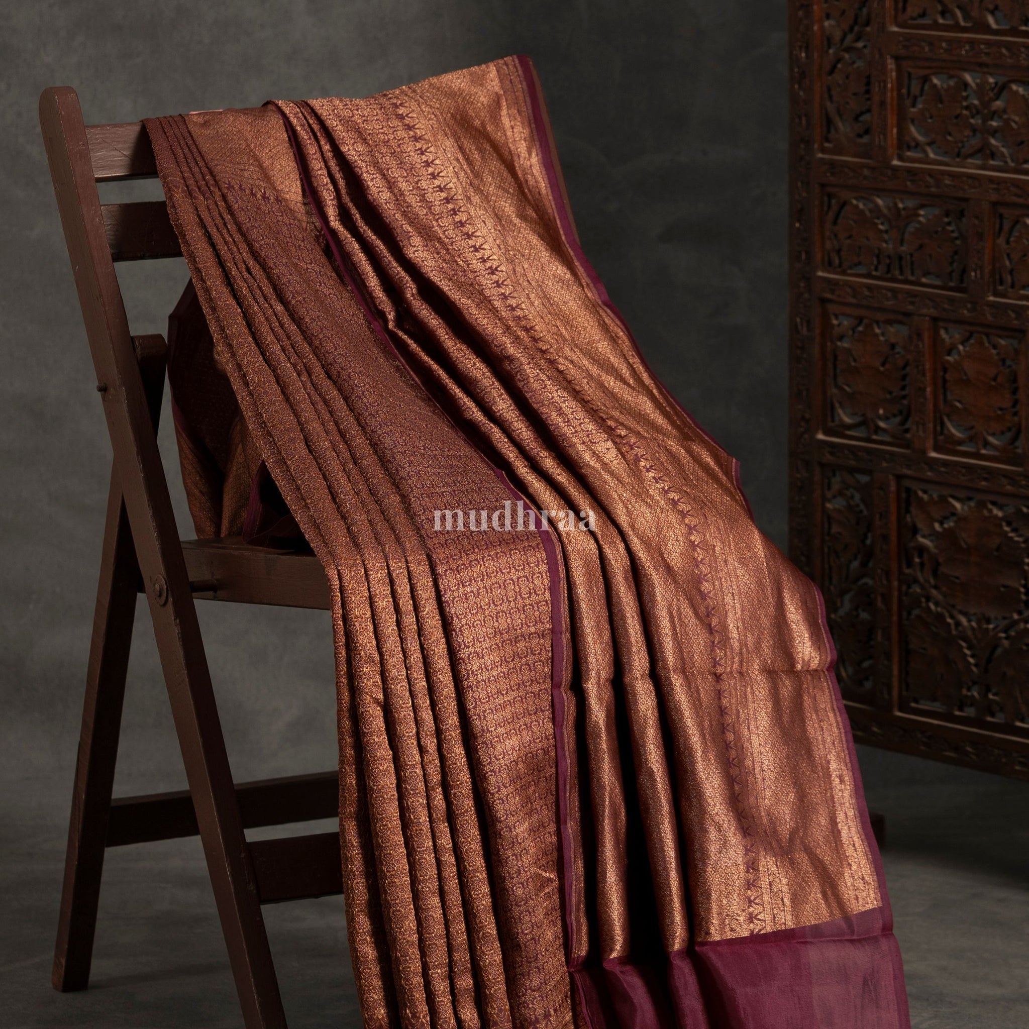 Purple Brocade Khadi Georgette Saree