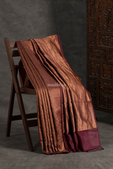 Purple Brocade Khadi Georgette Saree