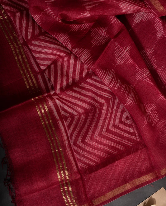 RED HAND-SHIBORI MOONGA TUSSAR SALWAR