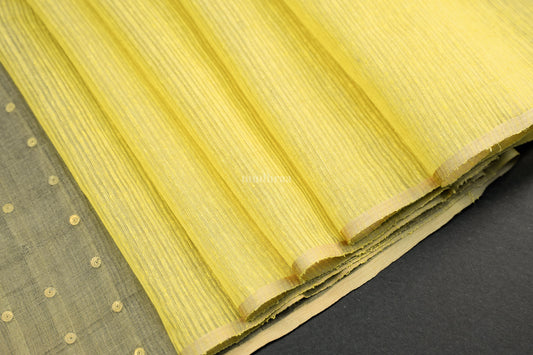 Lemon Yellow Resham Raw Silk Saree