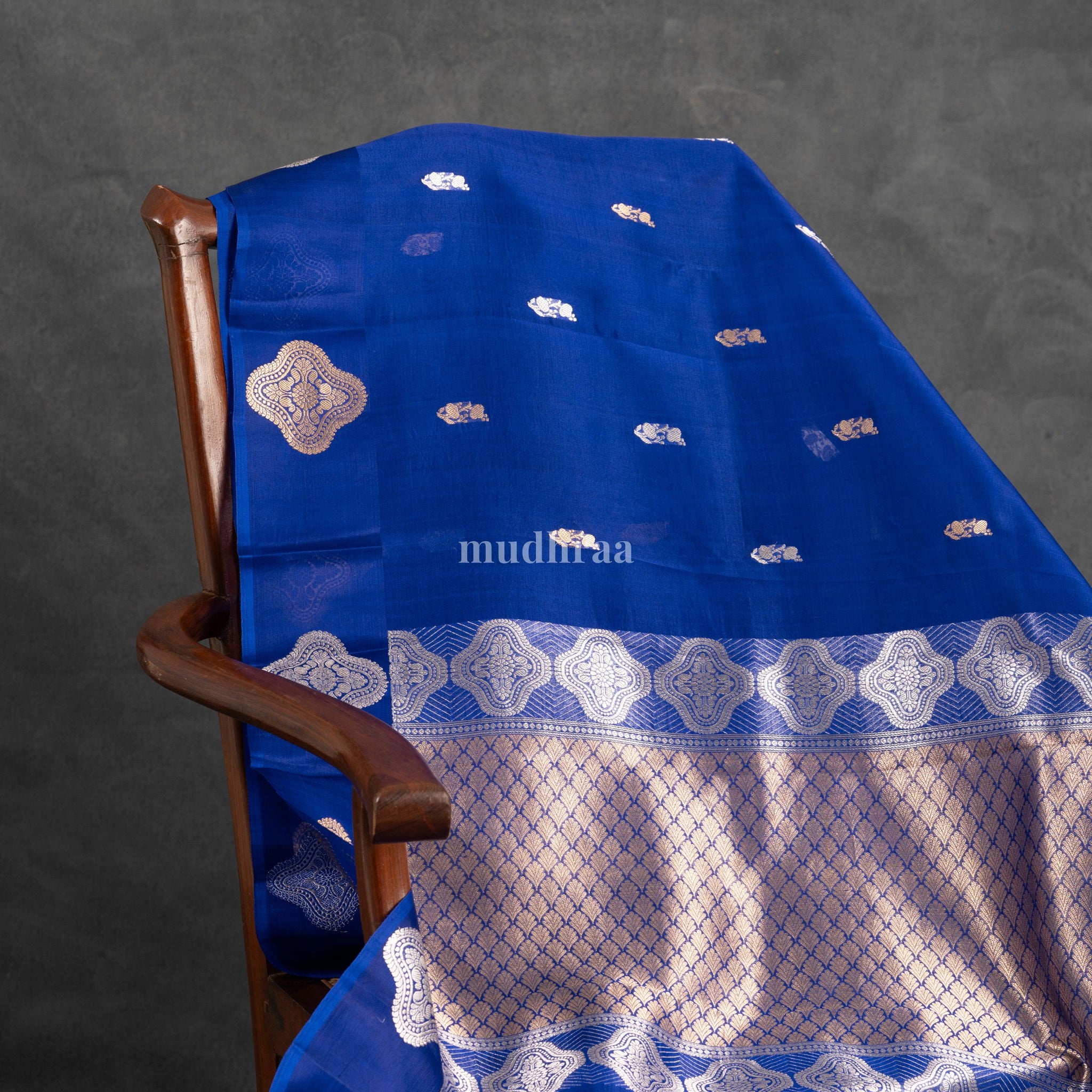 Royal Blue Kora Banarasi Saree