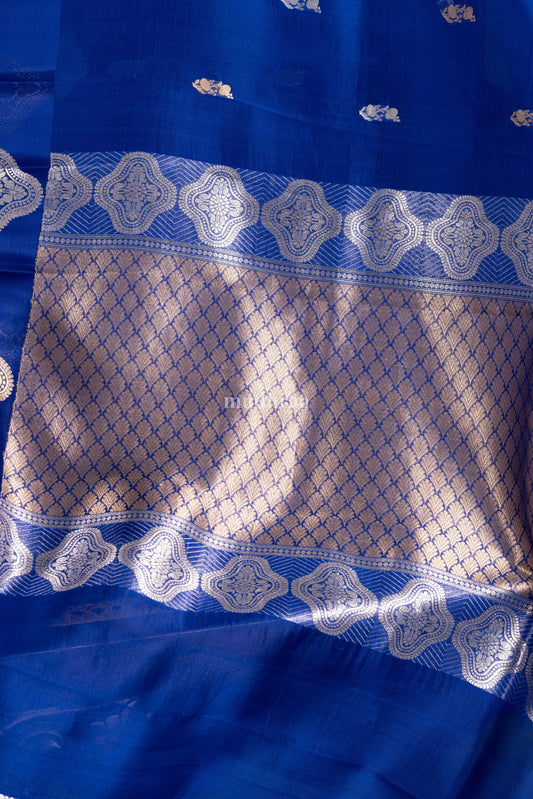 Royal Blue Kora Banarasi Saree