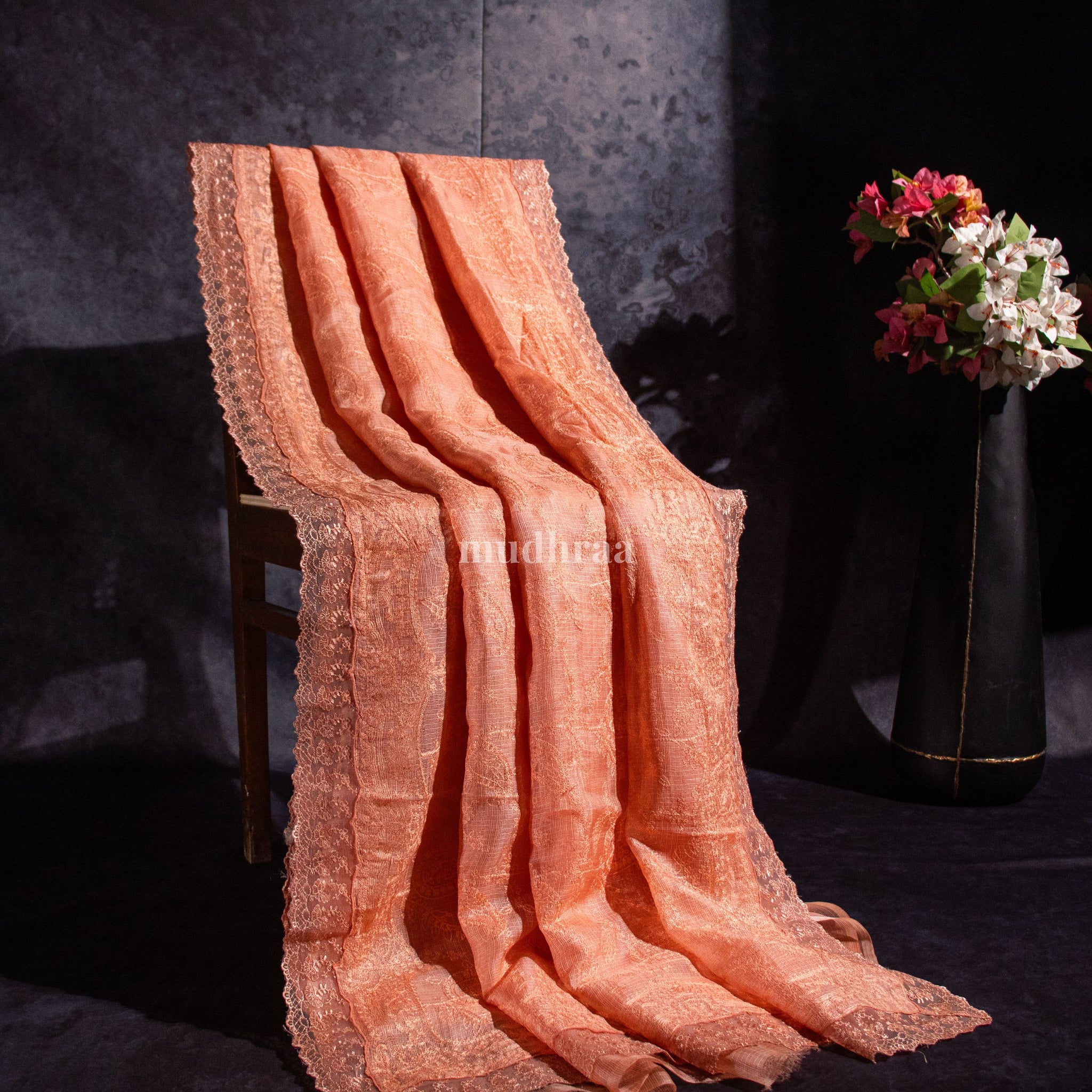 Peach Kota Tussar Saree