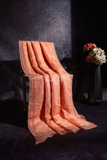 Peach Kota Tussar Saree