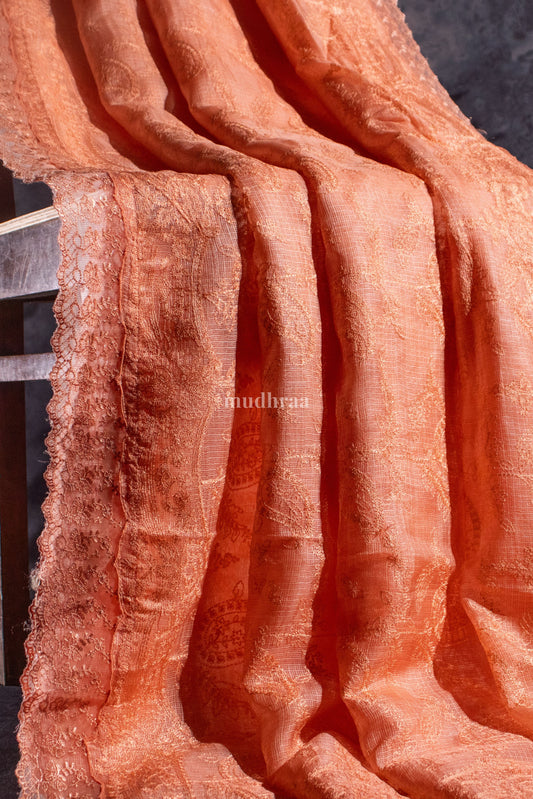 Peach Kota Tussar Saree