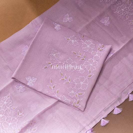 LAVENDER MUL CHANDERI APPLIQUE SUIT SET