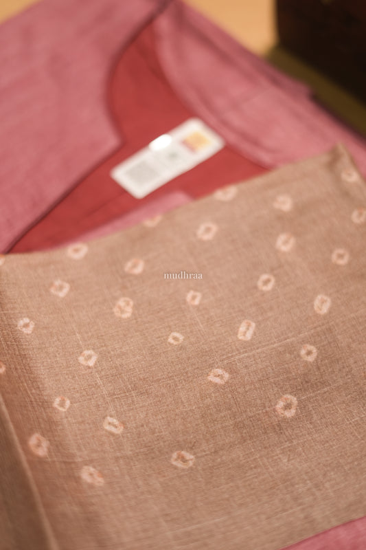 ROUGE & TAUPE SEMI-STITCHED TUSSAR SUIT SET