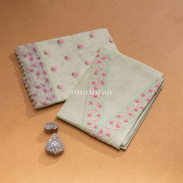 PASTEL PISTACHIO EMBROIDERED KOTA SUIT SET