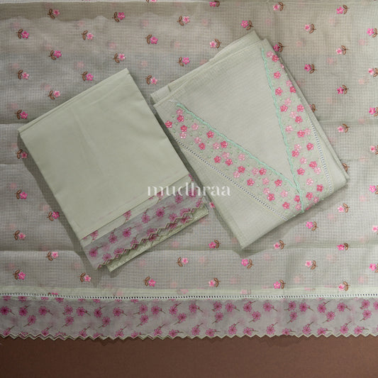 PASTEL PISTACHIO EMBROIDERED KOTA SUIT SET